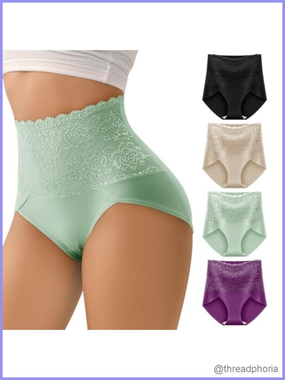 High Waisted Tummy Control Panties Lace Briefs Multipack